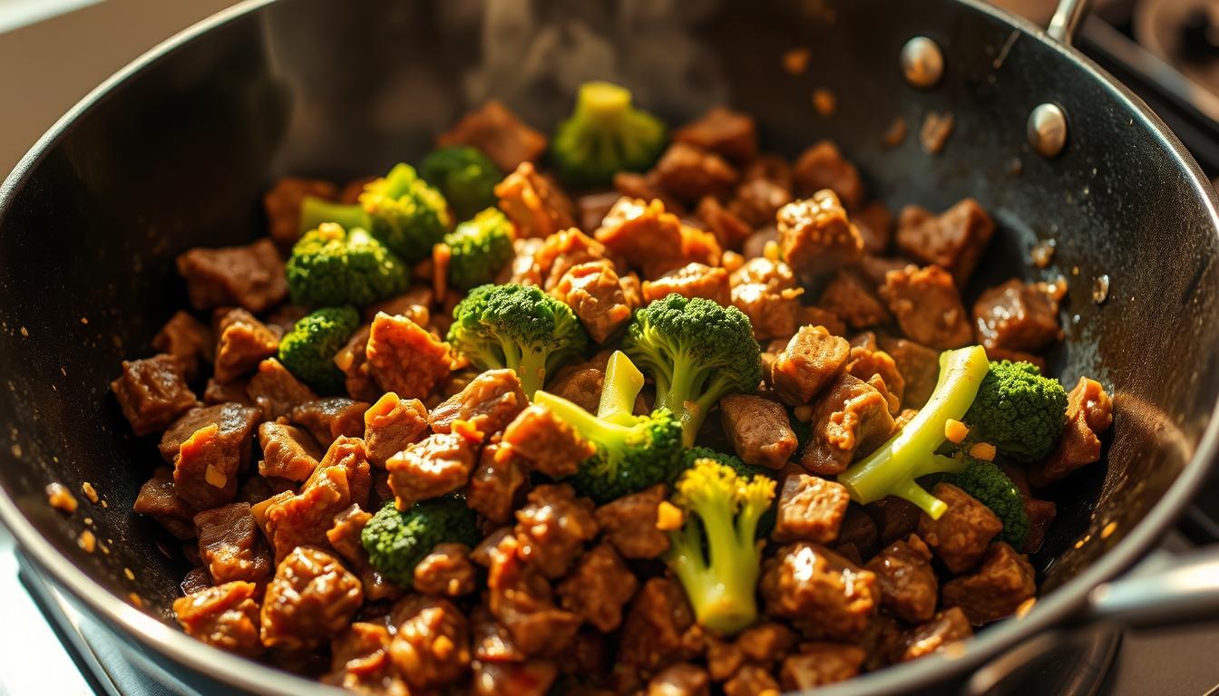 CooksyNest ground beef broccoli recipe