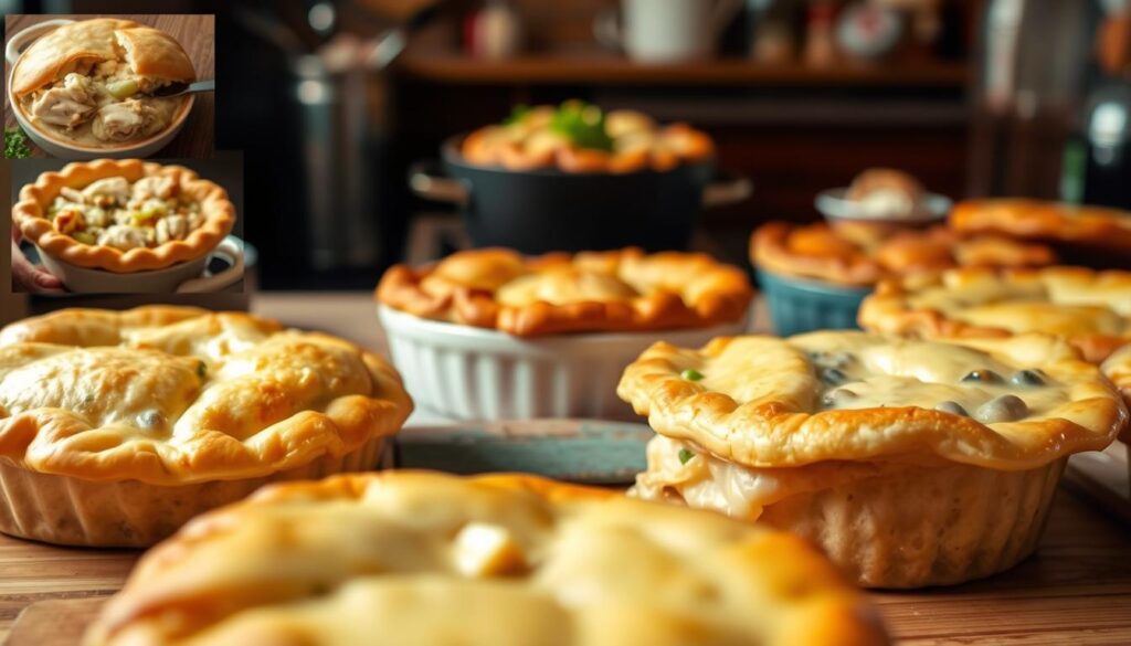 A timeless culinary tradition, the history of chicken pot pie unfolds in a series of mouthwatering vignettes. In the foreground, a flaky golden crust conceals a savory filling of tender chicken, fresh vegetables, and a creamy sauce, evoking a sense of comfort and nostalgia. The middle ground showcases the evolution of this classic dish, with variations ranging from personal-sized servings to hearty family-style pies, all crafted with care and attention to detail. The background hints at the enduring appeal of chicken pot pie, with glimpses of cozy kitchens, family gatherings, and the timeless rituals of home cooking that have sustained this beloved comfort food for generations. A timeless culinary tradition, the history of chicken pot pie unfolds in a series of mouthwatering vignettes. In the foreground, a flaky golden crust conceals a savory filling of tender chicken, fresh vegetables, and a creamy sauce, evoking a sense of comfort and nostalgia. The middle ground showcases the evolution of this classic dish, with variations ranging from personal-sized servings to hearty family-style pies, all crafted with care and attention to detail. The background hints at the enduring appeal of chicken pot pie, with glimpses of cozy kitchens, family gatherings, and the timeless rituals of home cooking that have sustained this beloved comfort food for generations.