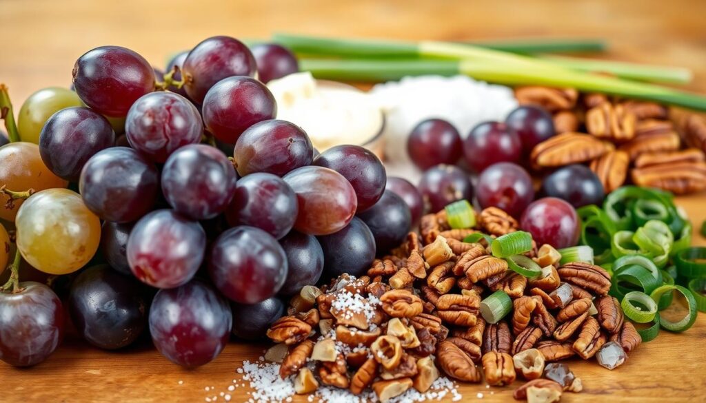 Key ingredients for grape salad