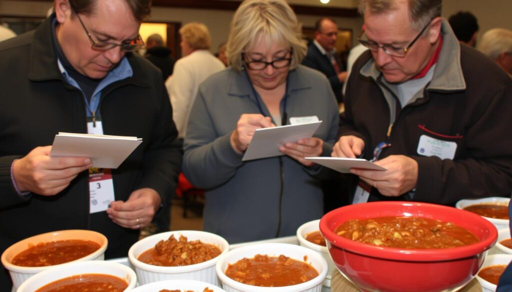 Award winning chili being judged at a cook-off competition Award winning chili being judged at a cook-off competition