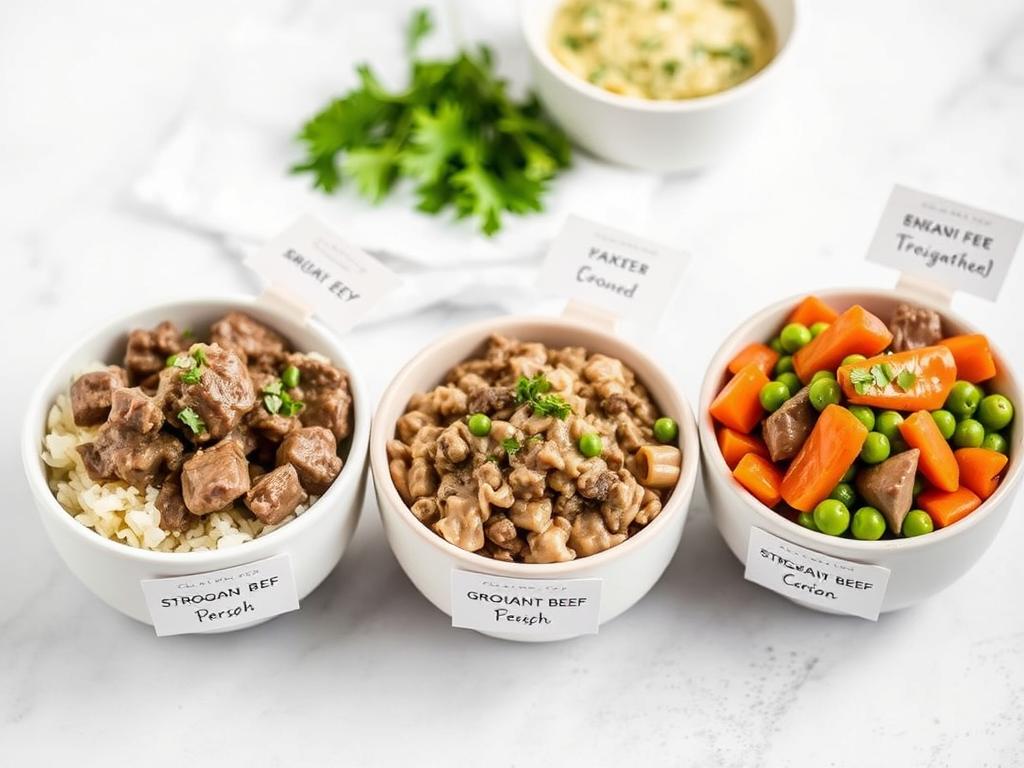 Different variations of Campbell's Soup Beef Stroganoff with alternative ingredients